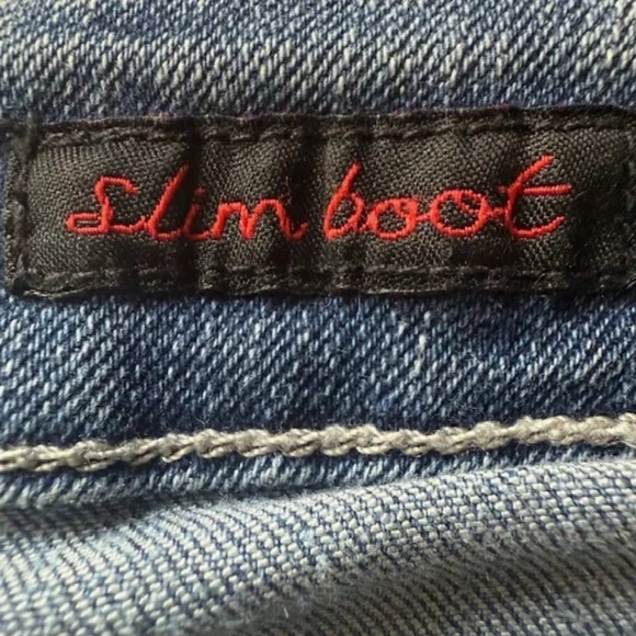 โจ EARL JEAN Rhinestone Fleur-de-Lis Slim Boot Jeans โ Womenโs 14 โจ - Picture 7 of 14